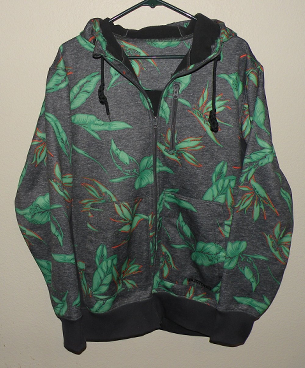 Burton Colombo Dryride Men’s Large Zipper Bonded Hooded Sweatshirt Gray Green